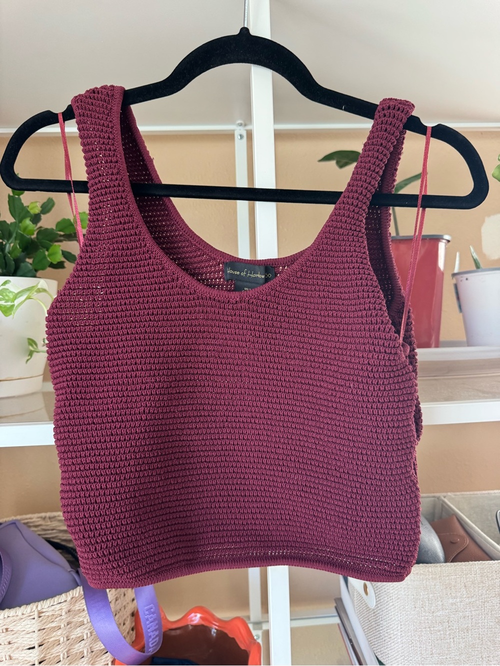 House of Harlow 1960 Deep Red Knit Crop Top